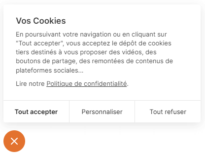 Capture de l'encart de paramétrage des cookies du site Select Auto Pro